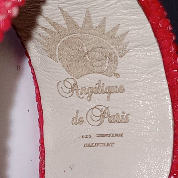 Genuine stingray cuff bracelet red with silver .925 decoration  Antique de Paris - Picture 11 of 16